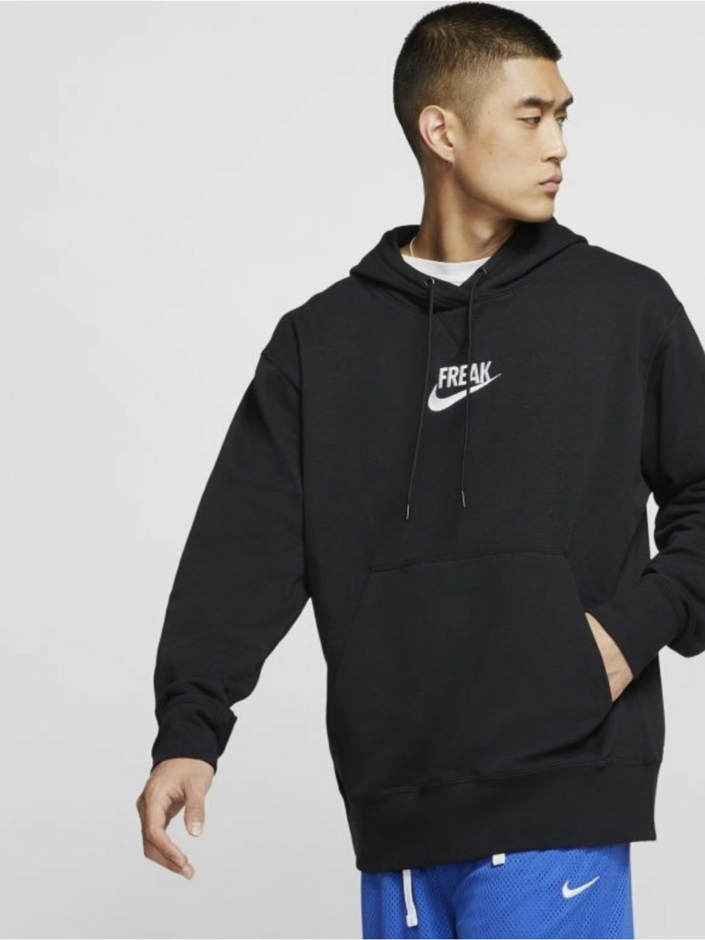 Nike Freak  Men's Navy Hoodie with White Logo Size Medium